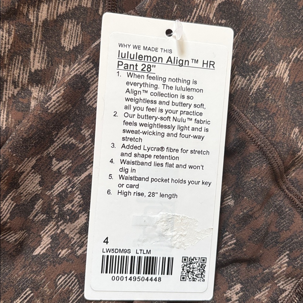 LULULEMON ALIGN HR PANT 28” in TRUE LEOPARD MAX BROWN MULTI SZ 4,6,8 NWT - Picture 11 of 13